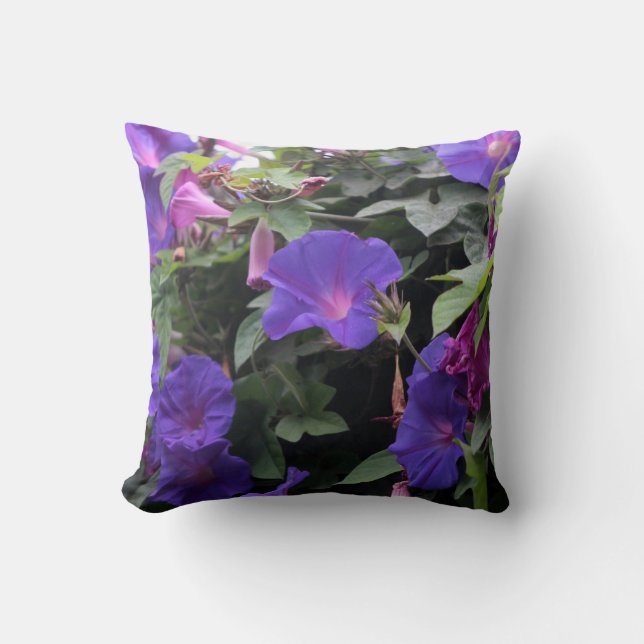 Coussin Glorieuses du matin de printemps en bleu (Recto)