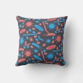 Coussin Glowing Bacteria Microorganism pink blue (Verso)