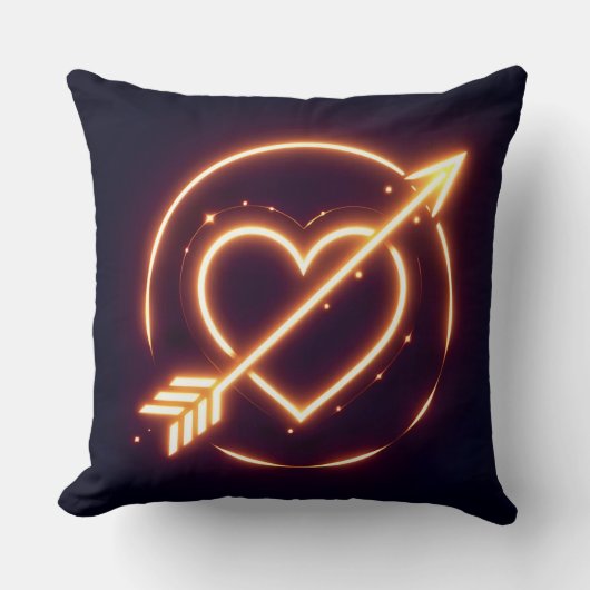Coussin glowing image of a heart with cupid's arrow (Recto)