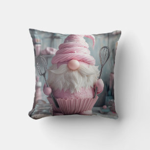 Coussin Gnome Cupcake à pâtisserie rose adorable