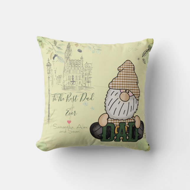 Coussin Gnome de jardin customisé et personnalisé (Recto)