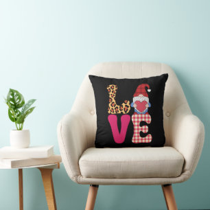 Coussin Gnome de l'amour Saint-Valentin Rouge Carreaux de 