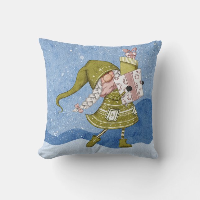 Coussin Gnome de Noël avec des cadeaux Jeu d'oreiller (Recto)