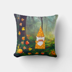 Coussin Gnome de Thanksgiving et belles feuilles d'automne