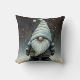 Coussin Gnome d'hiver dans une forêt de neige