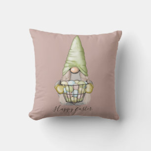 Coussin Gnome fille mignonne avec oeufs Fêtes de Pâques