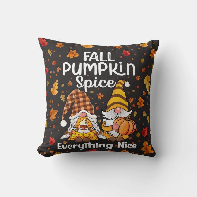 Coussin Gnome joyeux de la citrouille épicée d'automne (Recto)