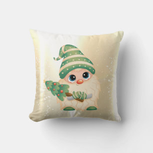 Coussin Gnome mignon élégant et brillant, faux or avec arb
