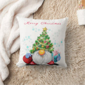 Coussin Gnome mignonne avec arbre de Noël Casquette et cad (Couverture)