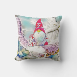 Coussin Gnomes dans la peinture à l'aquarelle de la neige