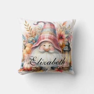 Coussin Gnomes d'automne vintages avec feuilles d'automne