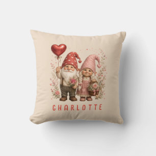 Coussin Gnomes de la Saint-Valentin personnalisés floraux