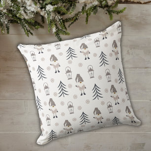 Coussin Gnomes de Noël Lanternes et Snowflakes