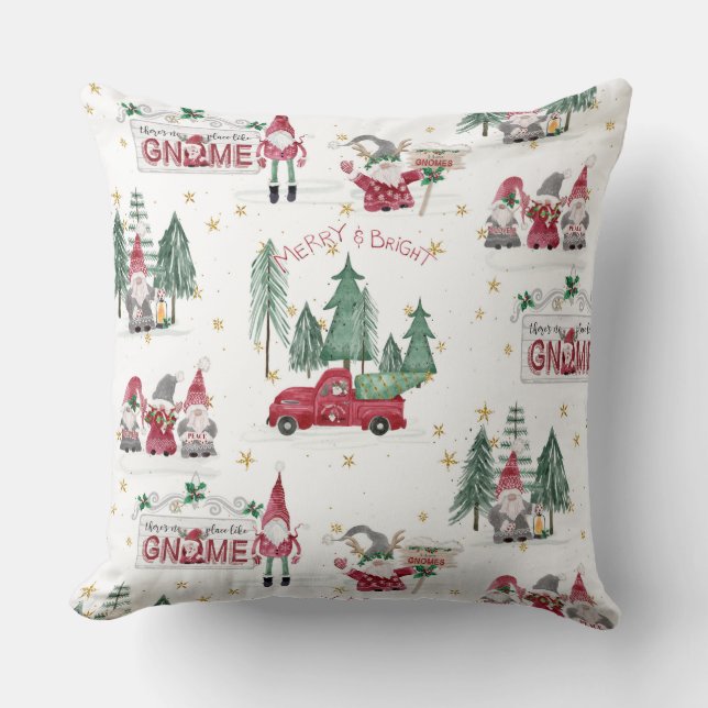 Coussin Gnomes de Noël mignons Arbres de la forêt de Camio (Recto)