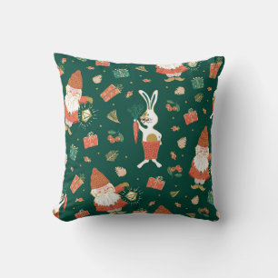 Coussin Gnomes de Noël, Motif de vacances de lapin.