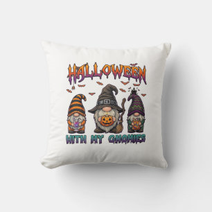 Coussin Gnomes d'Halloween Trois Gnomes Chapeau de Sorcièr