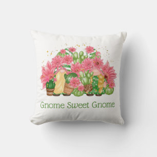 Coussin Gnomes rose et vert Gnome Sweet Gnome
