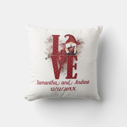Coussin Gnomes Rouge Amour Cute Date De Mariage Saint Vale (Recto)
