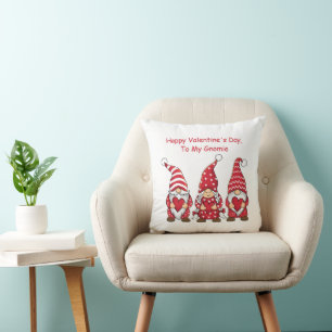 Coussin Gnomes Rouges avec Cœurs Personnalisés pour la Sai