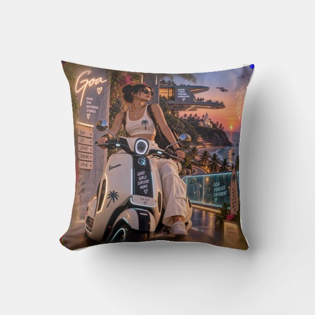 Coussin Goa à jamais différent • Les bonnes filles explore (Recto)
