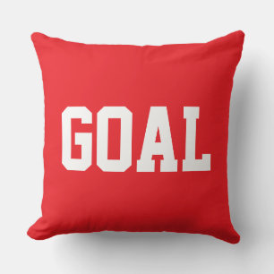 Coussin GOAL Sporty Athlétique Texte Blanc Sur Rouge Éclat