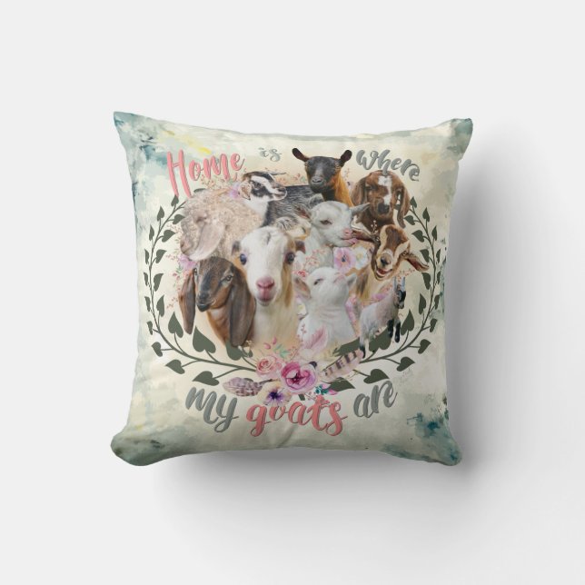 Coussin GOAT ART | Accueil où mes chèvres sont GetYerGoat (Recto)