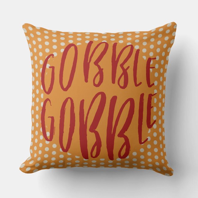 Coussin Gobble Gobble Orange Pois Thanksgiving (Recto)