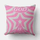 Coussin "God Is Love" Pastel Pink & Gray Star Christian (Recto)