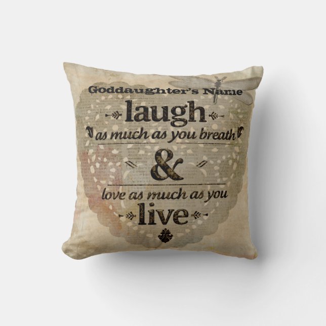 Coussin Godgirl Cadeau Inspirer Angel Words Ajouter un nom (Recto)