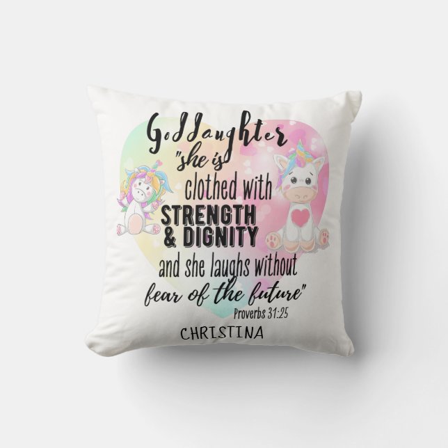 Coussin Godgirl Cadeau Motivation Encouragement NOMMÉ (Recto)