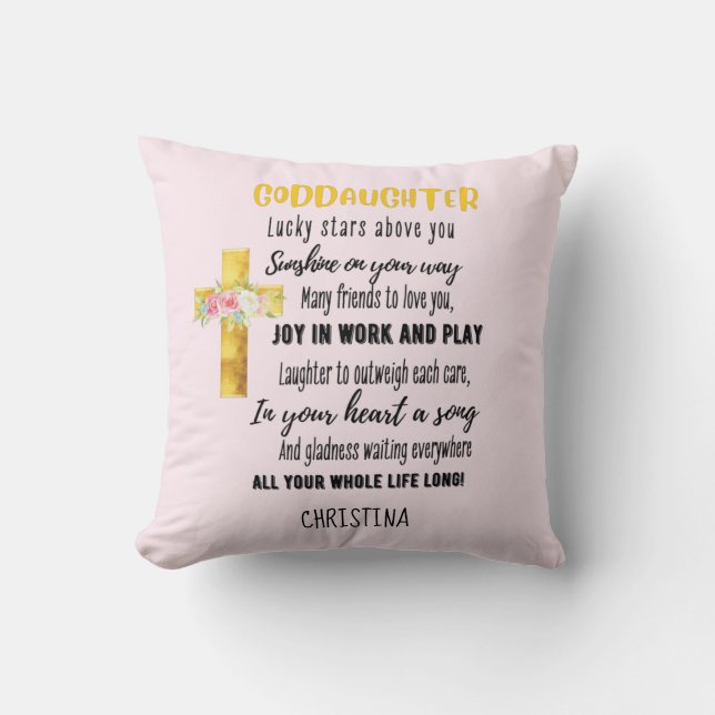 Coussin Godgirl Cadeau Motivation Encouragement NOMMÉ (Recto)
