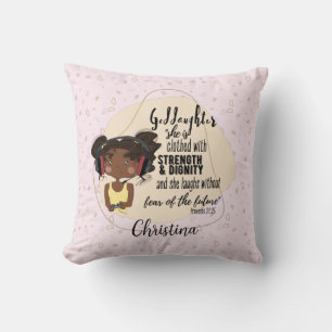 Coussin Godgirl Citation Cadeau Proverbe Gamer Rose Girl