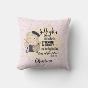 Coussin Godgirl Citation Cadeau Proverbe Peintre rose Arti
