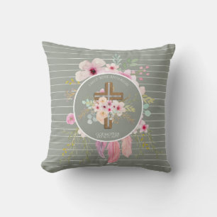 Coussin Godmère - Pink Sage Floral Cross Personnalisé
