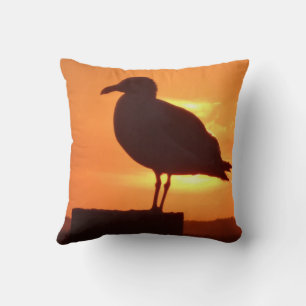 Coussin Goéland marin au coucher du soleil