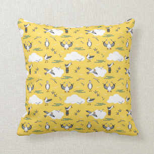 Coussin Goélands côtiers blancs jaunes Motif de mouette