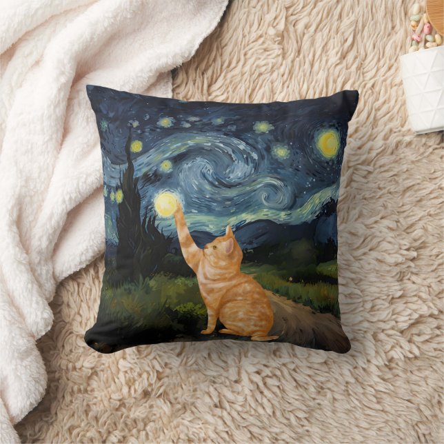Coussin Gogh Kitty Starry Night Chat (Couverture)