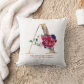 Coussin Gold A Monogramme Bourgogne florale et Navy Blue (Couverture)