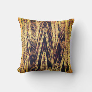 Coussin Gold Black Golden Wave Motifs Abstraite Glittery