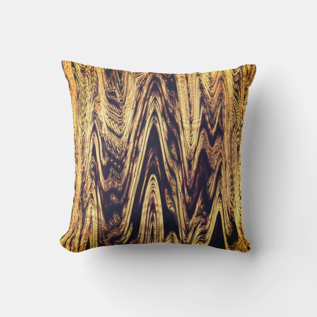 Coussin Gold Black Golden Wave Motifs Abstraite Glittery (Recto)