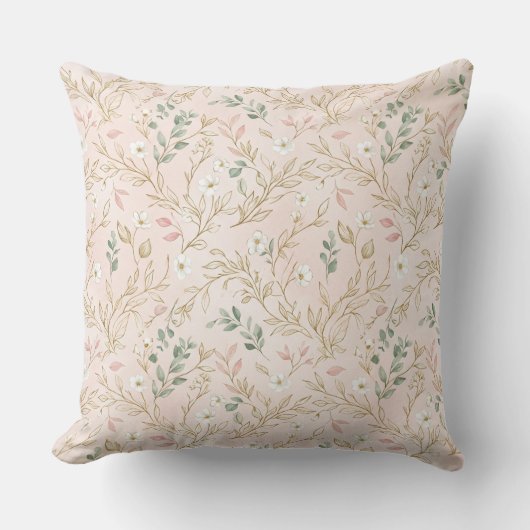 Coussin Gold Blush Floral Wedding Pillow (Recto)