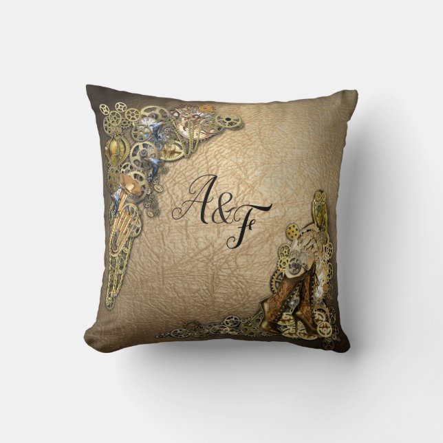 Coussin Gold & Brass Steampunk sculptures Mariage Cadeau (Recto)