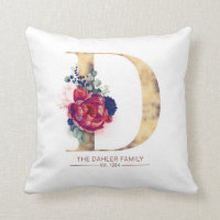 Gold D Monogramme Floral Bourgogne Rouge et Navy B