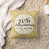 Coussin Gold Damask 50th Mariage Anniversaire cadeau (Couverture)
