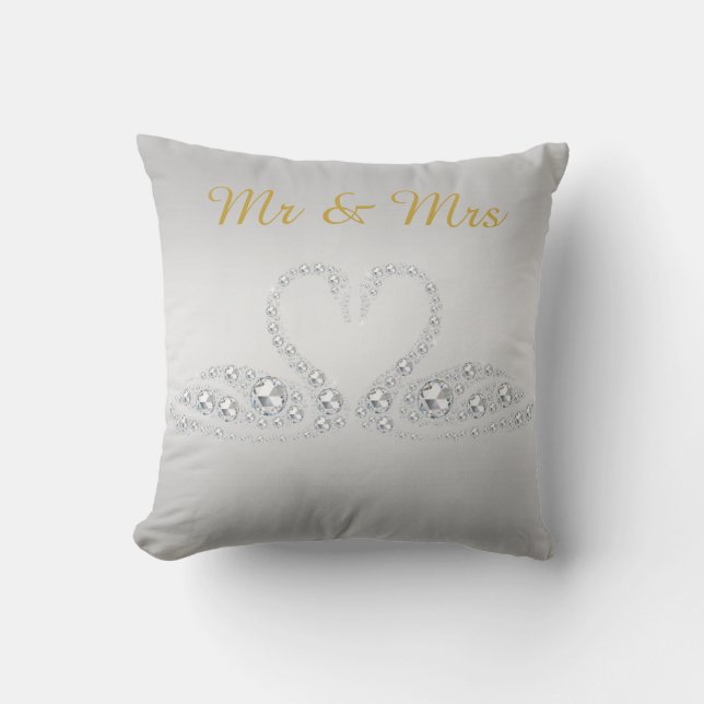 Coussin GOLD DIAMOND SWAN CUSHION MARIAGE argent (Recto)