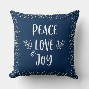 Coussin Gold Foil Dots Marine Peace Love Jeu Script Modern