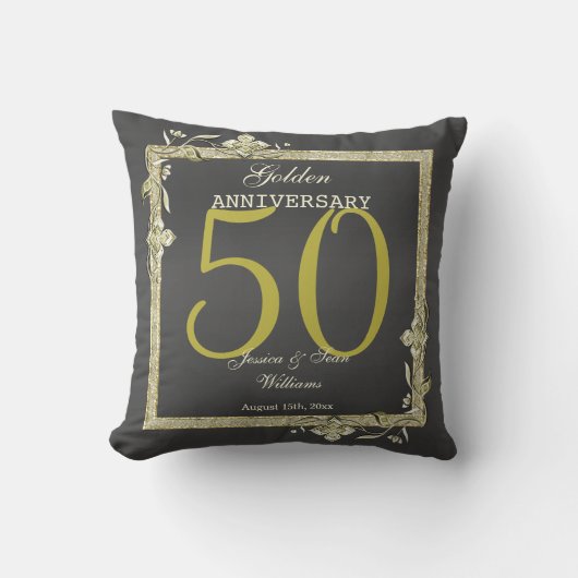 Coussin Gold Gem & Parties scintillant 50e Mariage d'or  (Recto)