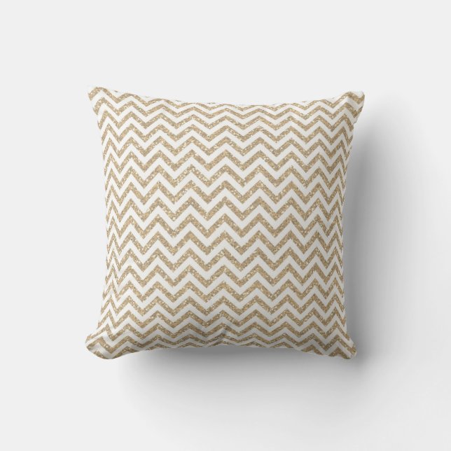 Coussin Gold Glam Faux Parties scintillant Chevron (Recto)