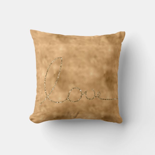 Coussin Gold Glam Parties scintillant Love (Recto)