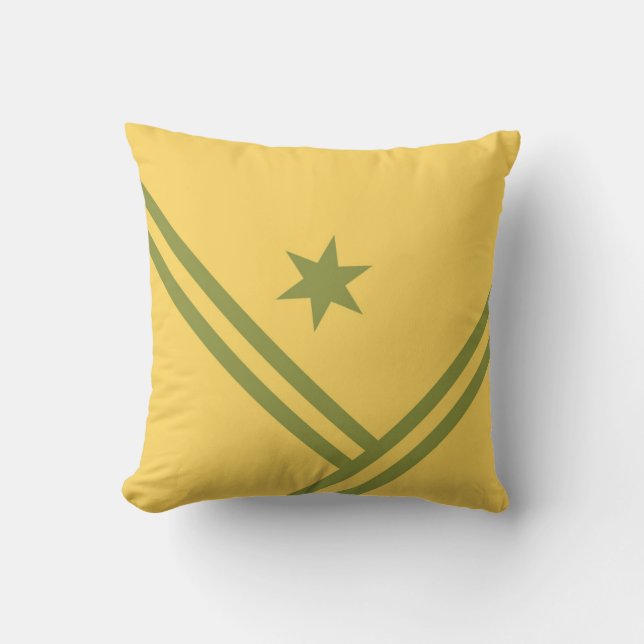 Coussin Gold Green Diagonal Stripes Star Modern Graphisme (Recto)
